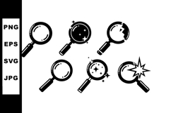 Magnifying Glass Vector Icons Set with Sparkle and Shine Product Image 1