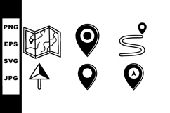 Location pins and map navigation icons set for travel and Product Image 1
