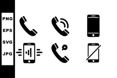 Phone call and mobile device icon set with silent and Product Image 1