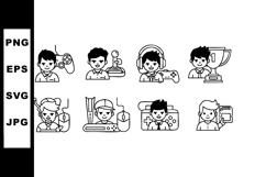 Gamer and streamer icons set with joystick headset trophy Product Image 1