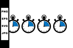 Stopwatch timer icons showing quarter intervals for time Product Image 1