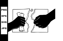 Hands tearing paper apart symbolizing conflict and Product Image 1