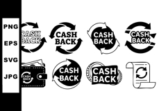 Cash back icons and wallet vector set with arrows and circul Product Image 1