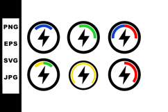 Energy Meter Icons Showing Different Power Levels in Colorfu Product Image 1