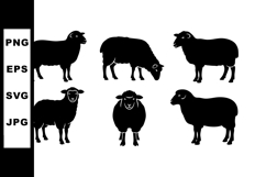 Black silhouette sheep vector set with various poses for far Product Image 1
