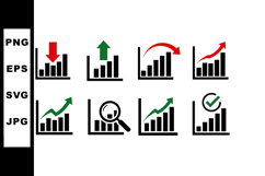 Business growth and decline infographic icons with arrows an Product Image 1