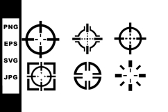 Collection of six target crosshair icons for precision aimin Product Image 1