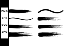 Brush stroke set with black paint textured lines and wavy sh Product Image 1