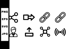 Set of social media and network icons vector with arrows and Product Image 1