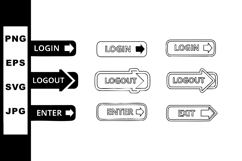 Login logout enter exit arrow buttons user interface symbols Product Image 1
