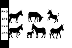 Donkey silhouette set with various poses and sizes black vec Product Image 1