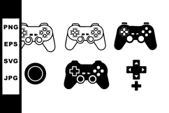 Video game controller icons set with black and white design Product Image 1