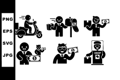 Delivery and courier service icons with scooter, customer, p Product Image 1