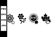 Seasonal vector icons representing winter snowflake, spring Product Image 1