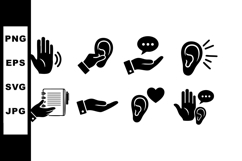 Communication and listening hand icons in black vector set w Product Image 1