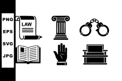 Legal law concept icons with scroll book handcuffs column pr Product Image 1