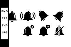 Notification bell icons set with silent and alert variations Product Image 1