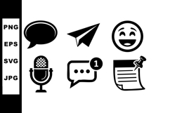 Communication icons set with speech bubble paper plane micro Product Image 1