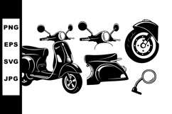 Retro scooter parts vector set including classic vintage mot Product Image 1