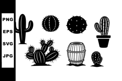 Cactus and barrel vector set with different types of desert Product Image 1