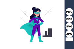 Girl superhero standing confident in purple and teal costume Product Image 1