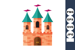 Castle with three towers and teal roofs vector illustration Product Image 1