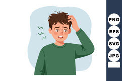 Confused young man scratching head with nervous expression i Product Image 1