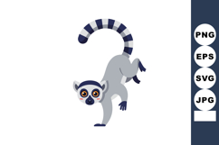 Ring Tailed Lemur Climbing with Curved Tail and Big Orange E Product Image 1