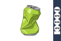 Crushed green aluminum soda can vector illustration with met Product Image 1