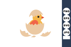 Cute yellow chick hatching from eggshell vector illustration Product Image 1