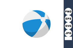 Blue and white striped beach ball summer toy illustration ve Product Image 1