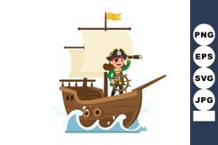 Pirate girl sailing ship with telescope and steering wheel v Product Image 1
