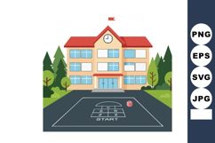 School building with playground and hopscotch game in front Product Image 1