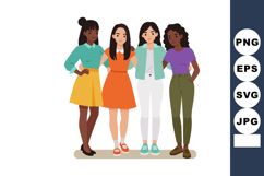 Diverse group of young women standing together in casual col Product Image 1