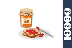 Orange marmalade jar with toast and knife spreading jam vect Product Image 1