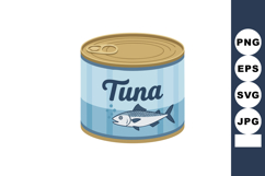 Tuna fish canned food illustration with blue label and golde Product Image 1