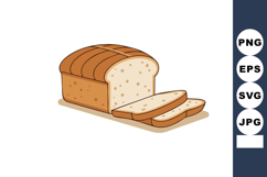 Sliced loaf of white bread fresh baked food illustration vec Product Image 1