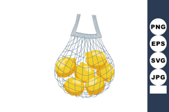 Yellow lemons in blue mesh bag vector illustration with fres Product Image 1