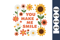 Colorful sunflower and daisy flowers with you make me smile Product Image 1