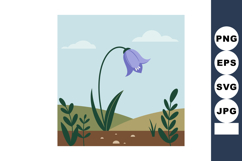 Purple bellflower with green leaves growing on soil in lands Product Image 1
