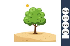 Tree on dry soil under bright sun vector illustration with g Product Image 1