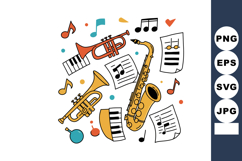 Musical Instruments and Notes Vector Illustration with Trump Product Image 1