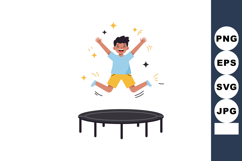 Happy boy jumping on trampoline with joyful expression vecto Product Image 1