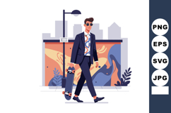 Young man walking with skateboard urban street style modern Product Image 1