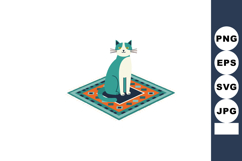 Cat sitting on patterned rug in simple vector illustration s Product Image 1