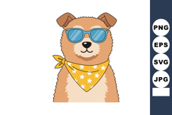 Cute dog wearing blue sunglasses and yellow star bandana vec Product Image 1