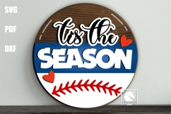 Tis The Baseball Season Sign SVG | Sport Door Hanger SVG Product Image 1