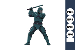 Armored futuristic soldier holding baton ready for combat ve Product Image 1