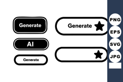 Generate button icons with AI text and star symbol in black Product Image 1