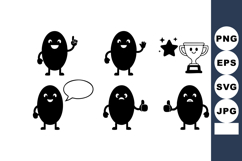 Cartoon black bean characters with various expressions and g Product Image 1